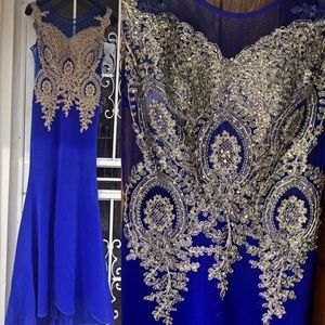Royal blue cocktail evening gown dress